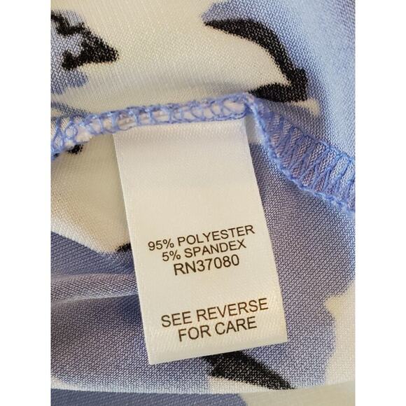 Cato Womens Blue Floral Polyester Ruched Cold Shoulder V Neck Top Blouse Size XL - Picture 9 of 12